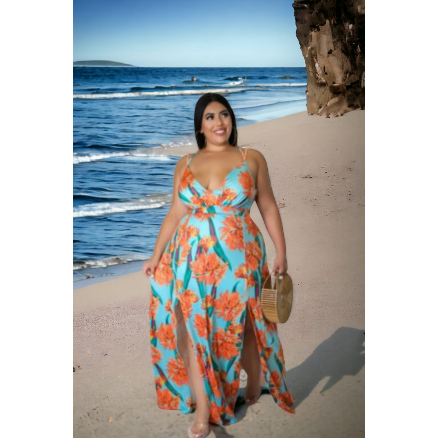 Victoria Tropical Print Maxi Dress